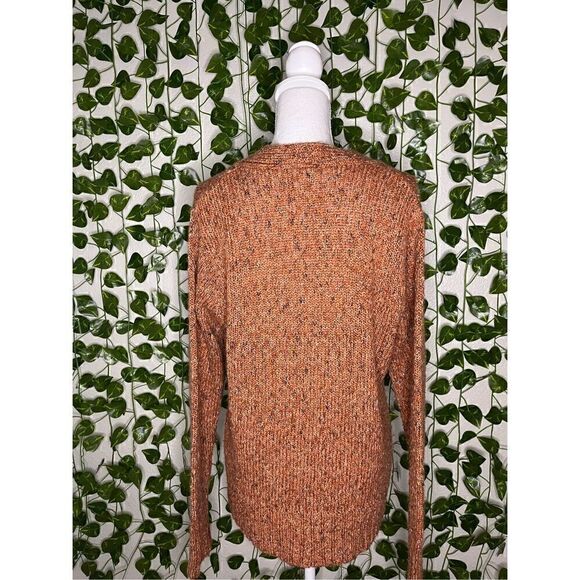 Bershka Orange Rust Long Sleeve Rib Stitch V-Neck Pullover Sweater Size 18/20W - Picture 3 of 5